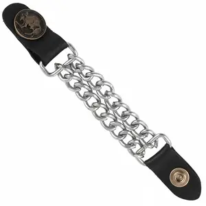 Lesa Collection Leather Vest Extender with Chain Design and Black Leather Ends for Versatile Everyday Use