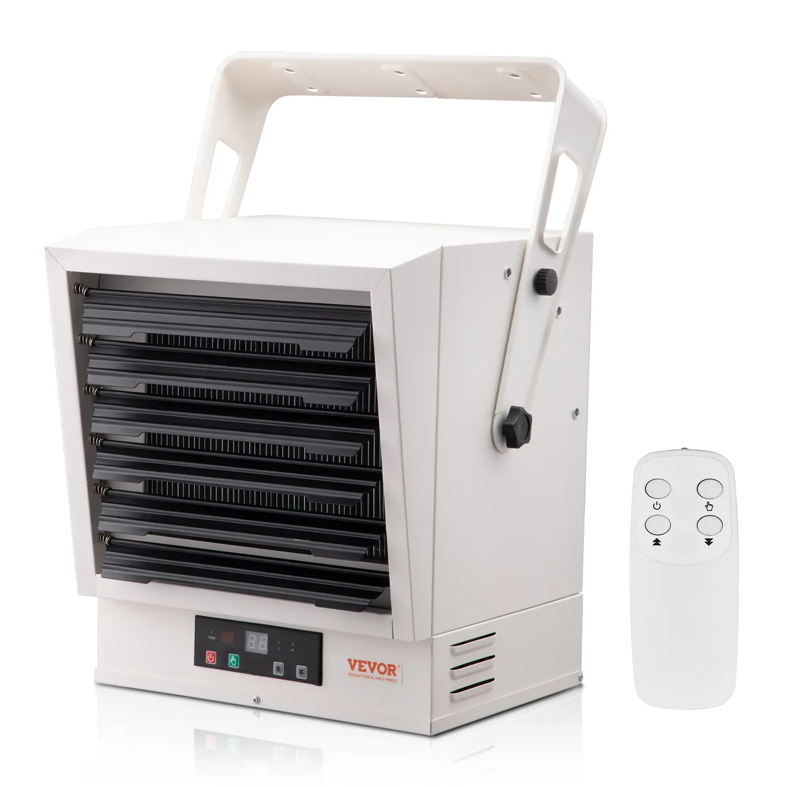 VEVOR 10000W Energy Efficient Digital Fan-Forced Hardwired Heater, Wall/Ceiling Mount, SPCC Steel Shell, Remote Heat Control, 9-Hour Timer, 2°F Steady Heat, Overheat Autooff Protection, ETL Listed, Ideal for Workshop, Father's Day Gift, Heating