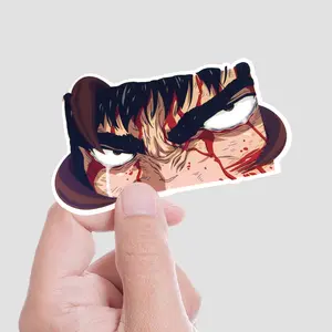 Set of 10 Dark Warrior Anime Stickers | Sword Fighter Character Vinyl Decals | Waterproof Die Cut Stickers for Laptop, Bottle, Car