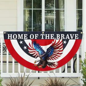 Home Of The Brave Semicircular Flag, America 250th Anniversary Non-Pleated Fan Flag