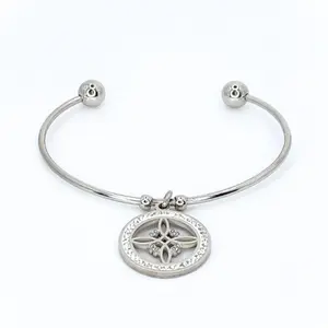 FIMENESS WITCHES KNOT OPEN ADJUSTABLE BANGLE STAINLESS STEEL NON-TARNISH JEWELRY with Unique Star Design