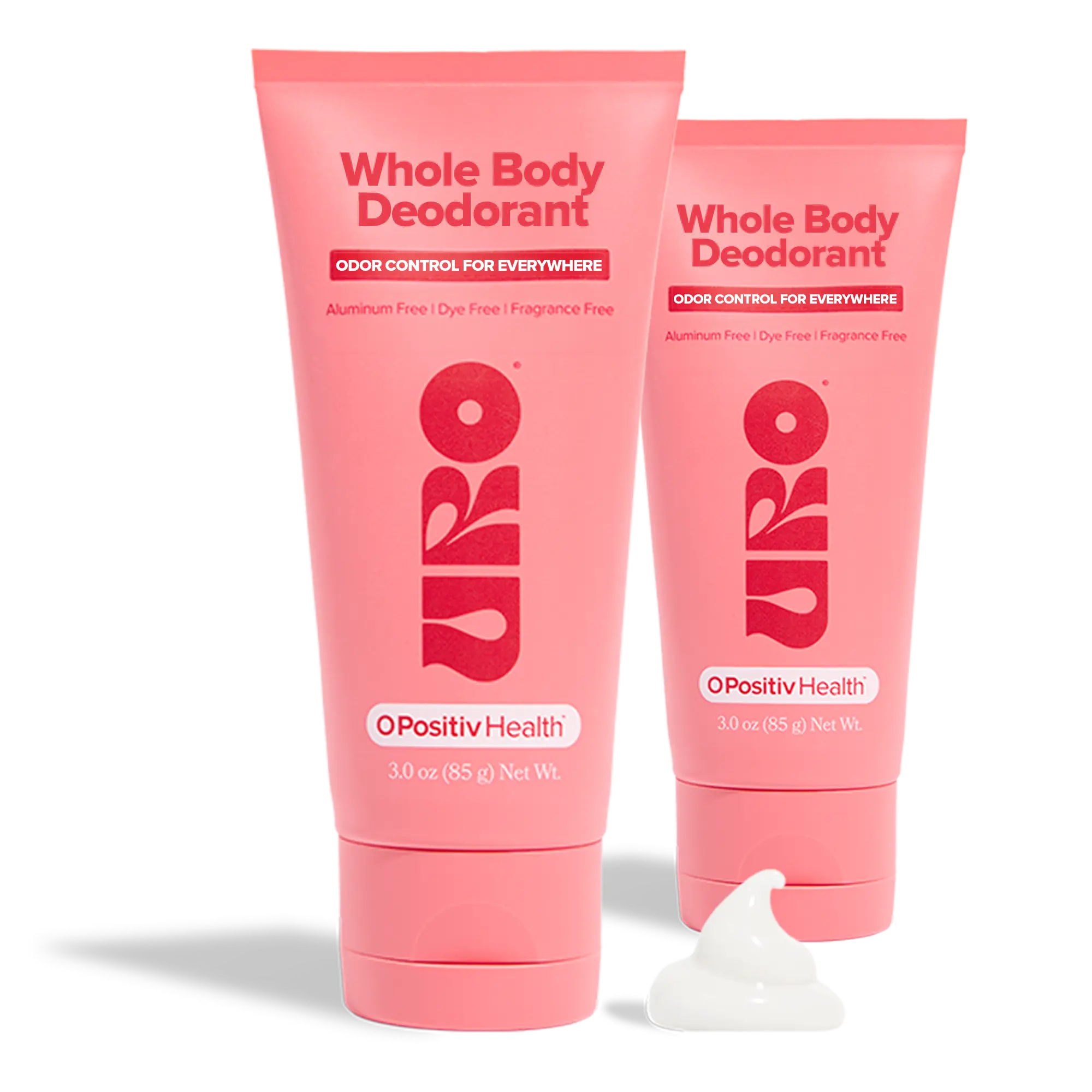 URO Whole Body Deodorant - 2 Tubes - Hypoallergenic, unscented, aluminum-free cream deodorant