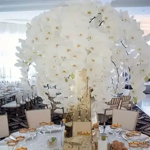 18 flowers, two bouquets of artificial white orchids, Silk faux flower, with latex imitation flowers, Fake Blossom Plants. Suitable for tall vases - perfectly suitable for weddings, home decoration, parties, Christmas and winter festivals