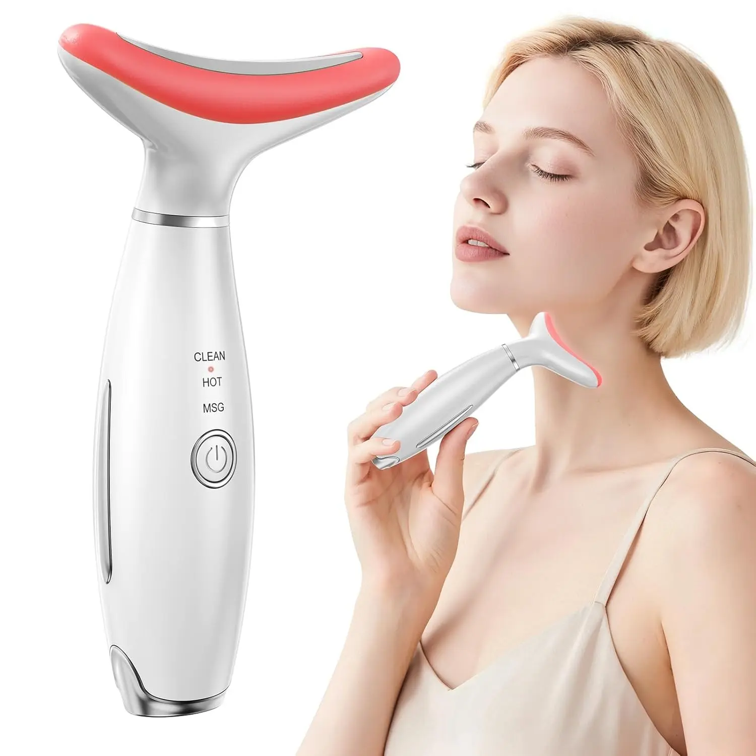 7 Color Face & Neck Beauty Massager for Women, USB Rechargeable Facial Care Tool, Lifting and Firming Facial Skin Care Tool, Beauty Gift for Girls, Facial Cleansing Instrument, Facial Beauty Massagers