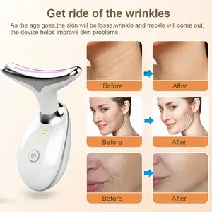 Red Light Therapy for Face Wrinkle Removal 3-in-1 Massager micro-glow facial and Neck Massager for Skin Care Comfort Glowing Complexion Beautifying