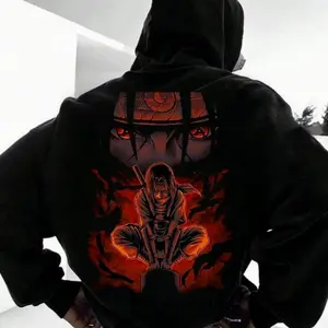 Itachi Unisex Anime Back Print Hoodie Anime Color Shirt Sweatshirt Menswear Top, Anime Lover Gift Fan Pullover Sweatshirt Hoodies Fans Clothes Clothing Tops for Women Men （The sleeves have no patterns）