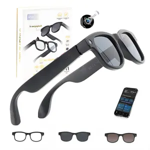 AI Smart Glasses 8MP HD Camera | 1280P Video Recording, AI Voice Control, Bluetooth Wi-Fi, UV400, Blue Light Filter, 4H Playtime, Interchangeable Lens – Magnetic Sync Wearable Design Wireless Multifunctional sunglass