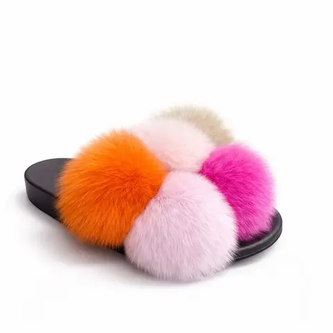 Women's Chic Slip-On Slippers - Cute Casual Plain Bubble Faux Fur Shoes for Women, Soft Fluffy Cloth Upper, Durable Rubber Soles, Lightweight Round Toes, All Seasons Indoor/Outdoor Use for Cozy Feet, Cozy Mornings
