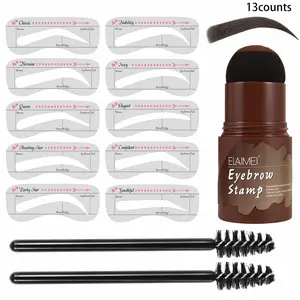 Eyebrow Stamp Set, Eyebrow Makeup, Adjustable Waterproof Design, Includes 2 Brushes and 10 Stencils, Available in Multiple Colors, Perfect for Women