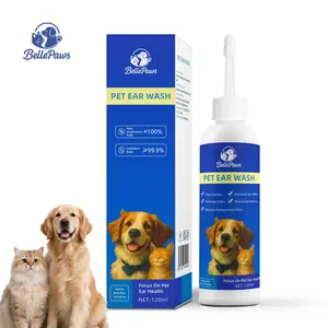 BellePaws Pet Ear Cleaner - Herbal Formula for Dogs & Cats - 120ml Gentle Ear Care Solution - Relieves Itchy Ears & Removes Odor - Wipes 60pcs | Chamomile, Honey & Aloe | Gentle Multi-purpose Wipes for Ears, Teeth