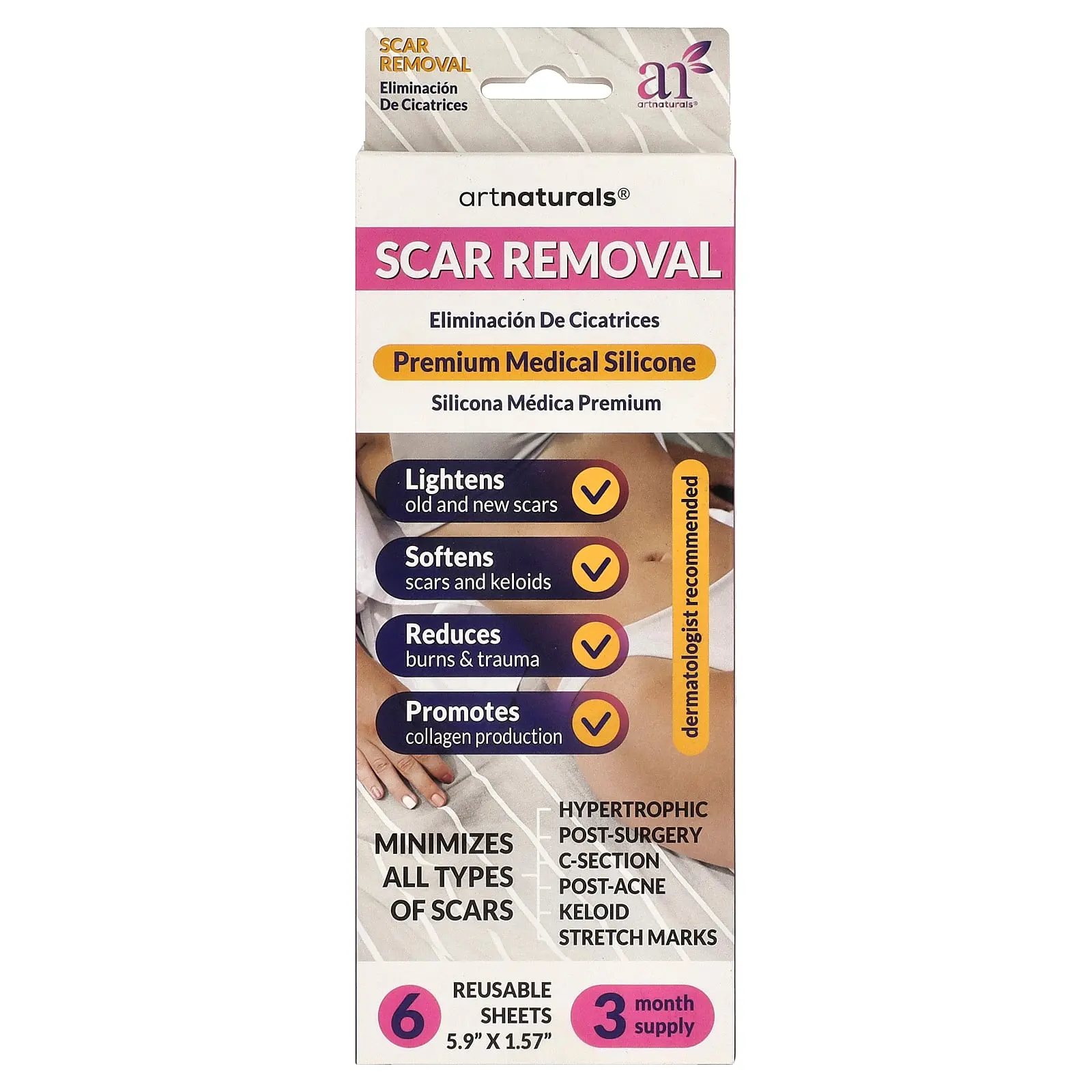 artnaturals Scar Removal, 6 Reusable Sheets