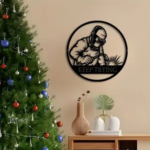 1pc Industrial Welder Shadow Metal Wall Art, Industrial Welder Shadow Statue Mural, Perfect for Workshop, Garage, Patio Wall Decor, Christmas Decor, Ideal Gift for Industrialists and Welding Enthusiasts garden、christmas gifts, Home Decor Products