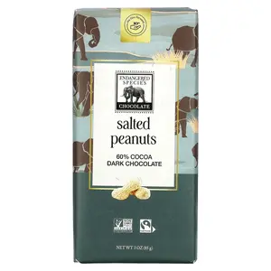 Endangered Species Chocolate Dark Chocolate Bar, Salted Peanuts, 60% Cocoa, 3 oz (85 g)
