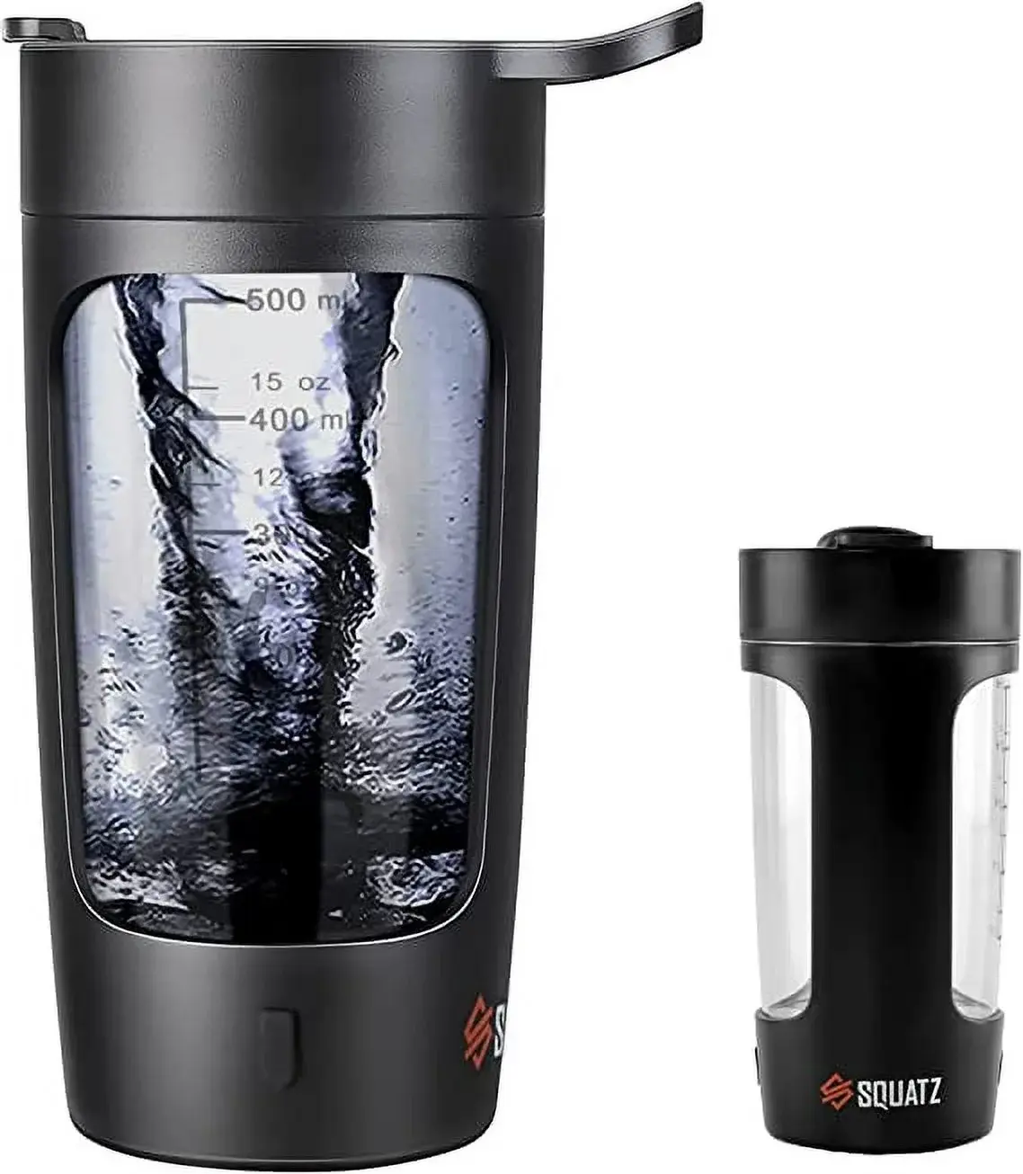 Squatz 22Oz Electric Shaker Bottle Automatic Blending Flask for Protein Usb-Rechargeable (Black) SQUATZ