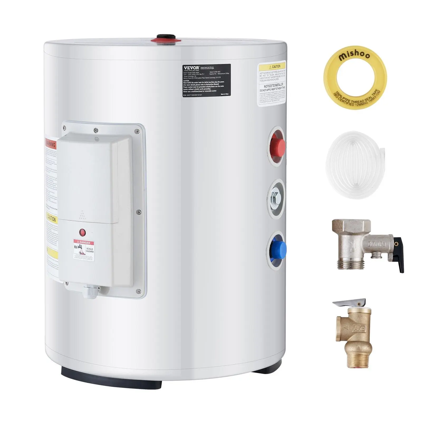 【Summerfinds】10 Gallon Electric Water Heater Instant Hot 1.6Kw LED Display for Shower