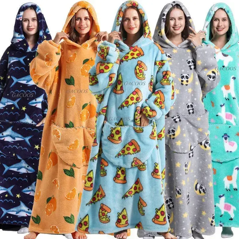 Luxury Winter Hoodies Sweatshirt Cute Cartoon Penguin Super Long Hooded Blanket Flannel Giant Lazy TV Blanket Pajamas Luxury Winter Hoodies Sweatshirt Cute Cartoon Penguin Super Long Hooded Blanket Flannel Giant Lazy TV Blanket Pajamas