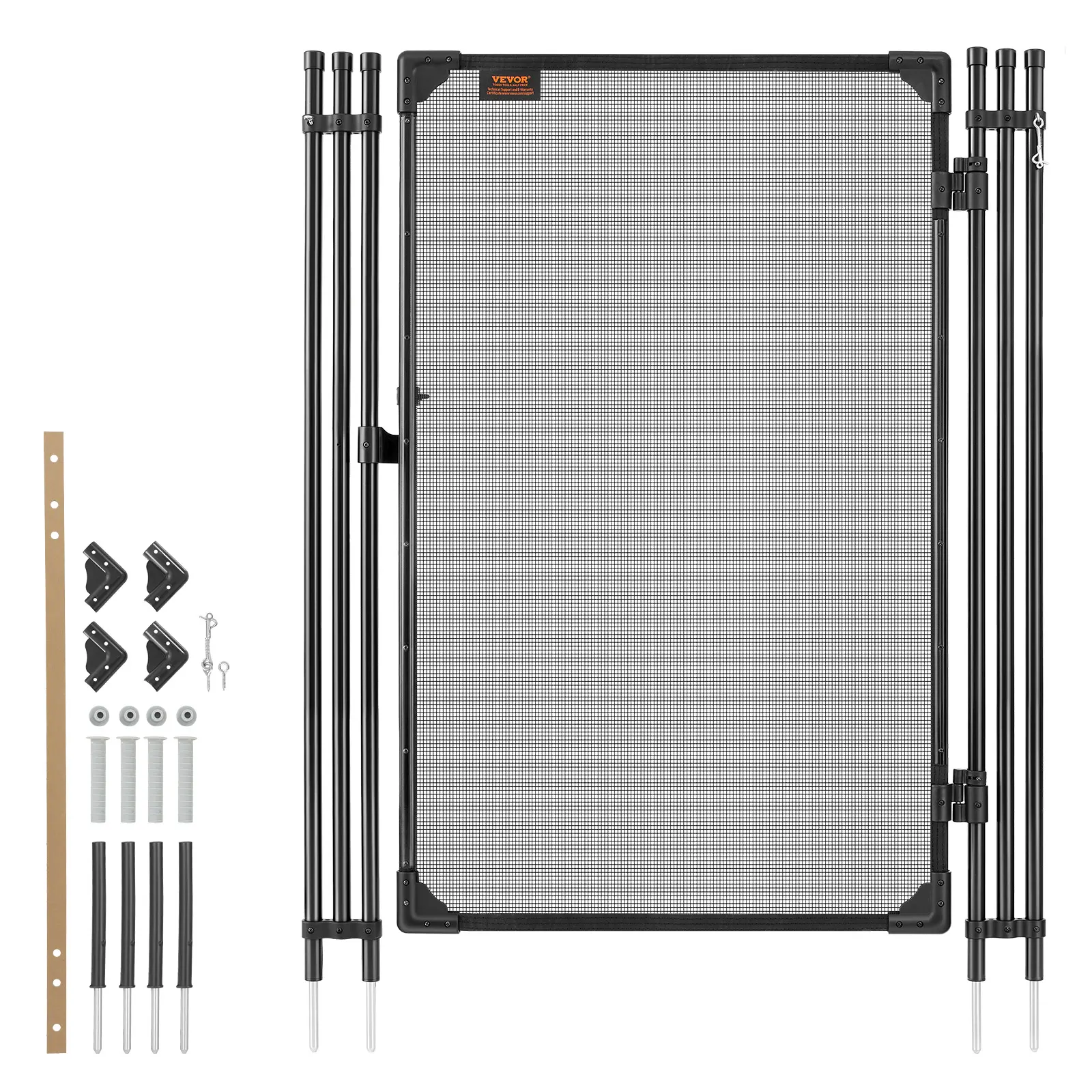 【SummerFinds】VEVOR Pool Fence Gate, 4 x 2.5 ft Inground Swimming Pool Fences Gate, Outdoor Security Fencing Door Kit with Metal Latch, 352 gsm Teslin PVC Mesh, Round Tube, Lockable and Easy Installation, Black