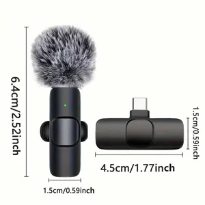 Noise Reduction Wireless Mini Lapel Mics - 2-Pack High Quality Audio Device for iPhone Vlog & Interview