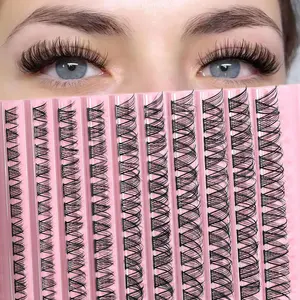 110Pcs Cluster Eyelash Extensions DIY False Eyelashes Kit D Curl Fluffy Hybrid Lashes Natural Full Volume At Home Lash