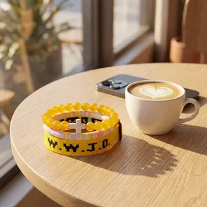 Adjustable WWJD Faith Bracelet Set |   Durable Fabric Wristband + Cross Beaded Bracelets |   Minimalist Christian Jewelry for Men & Women |   TikTok Viral Trend Accessories-YY0