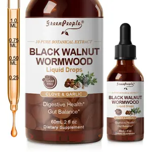 Greenpeople Black Walnut Wormwood Liquid Drops,10-in-1 Herbal Extract Blend with Clove & Garlic, Digestive Health & Gut Balance Support, 2 fl oz