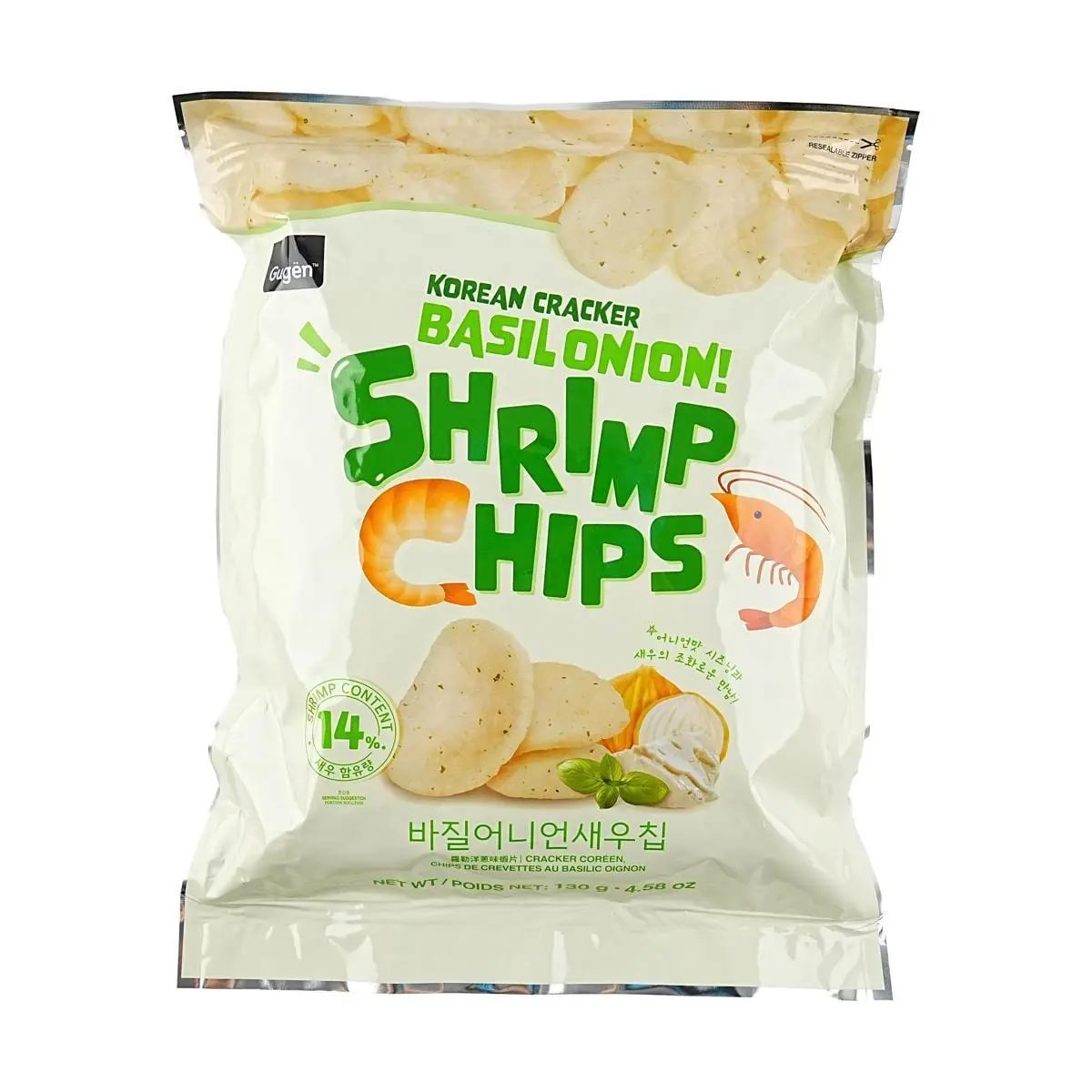Gugan Korean Basil Onion Flavored Shrimp Chips 130g - Crispy Savory Snack
