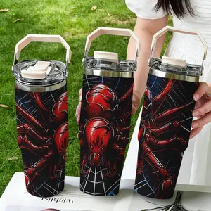 30oz Stainless Steel Handheld Pot, Dark Spider King Print Design, Dual-Layer Vacuum Insulated Cold & Hot, Portable Travel Mug Gift