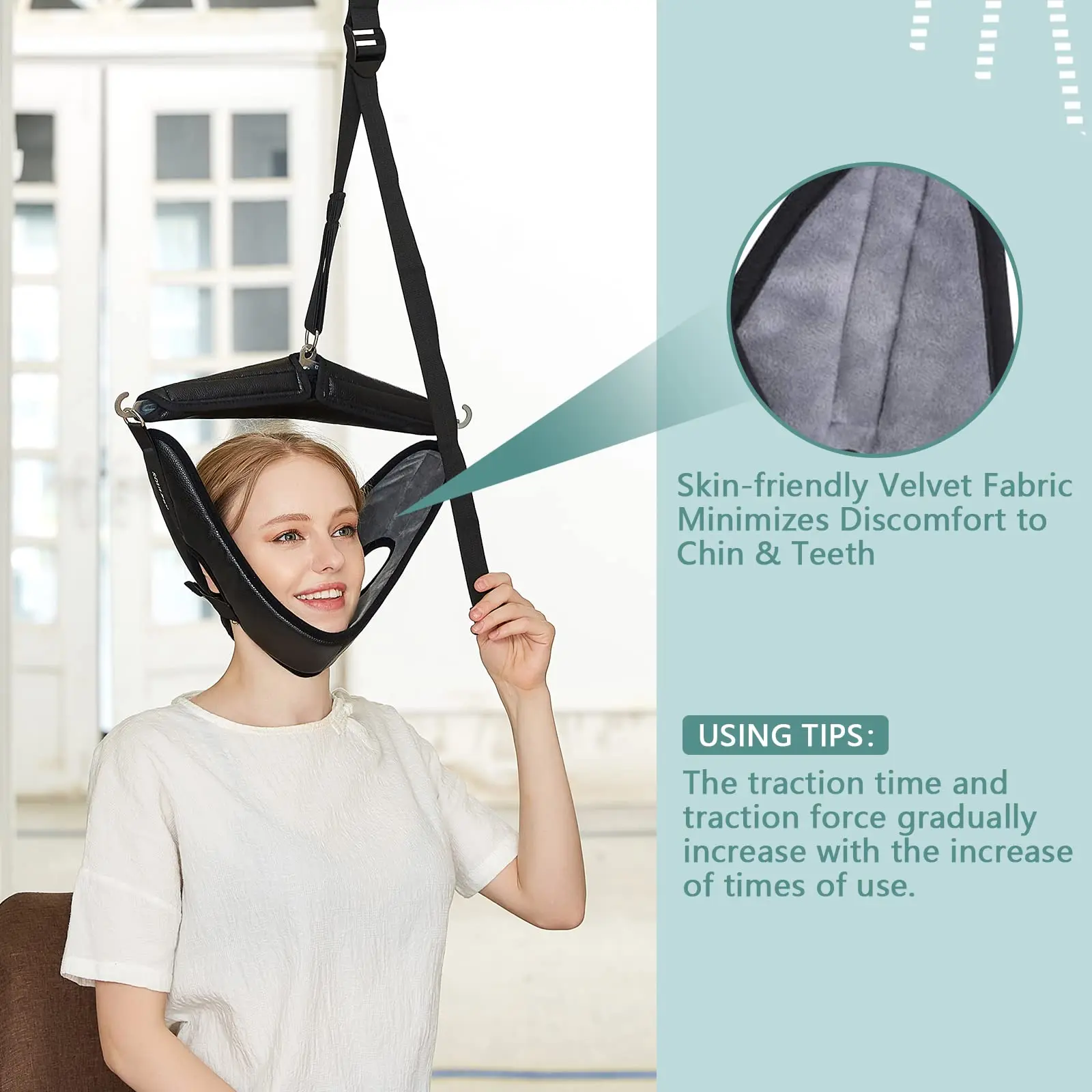 Adjustable Nylon Neck Support Brace for Tension Relief, Ergonomic Shoulder Relaxer with Gentle Stretching for Home & Office Muscle Relief, Relieves Neck Strain