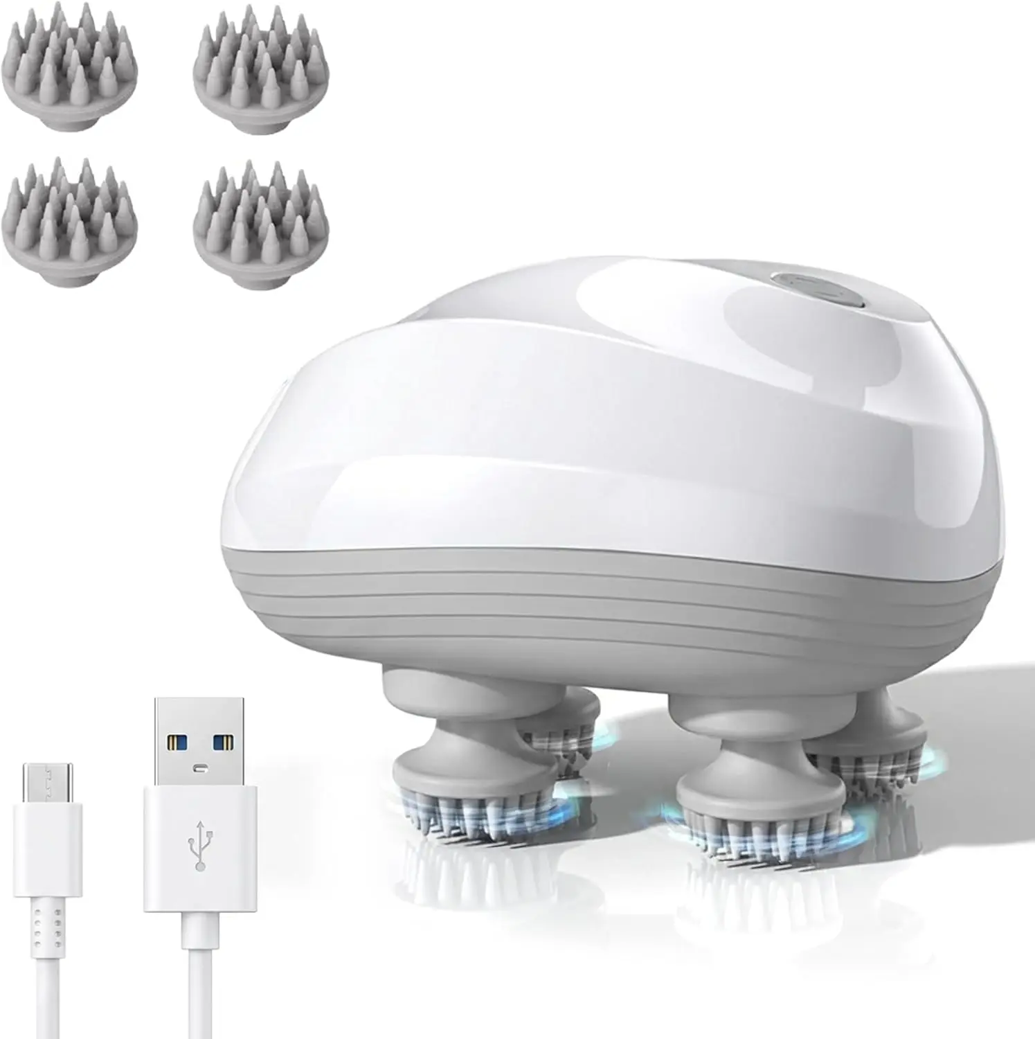 Electric Head Massager, Portable Self-care Scalp Spa Device, Rechargeable Waterproof Scalp Massager with 8 Removable Massage Claws for Head Relax & Stress Relief
