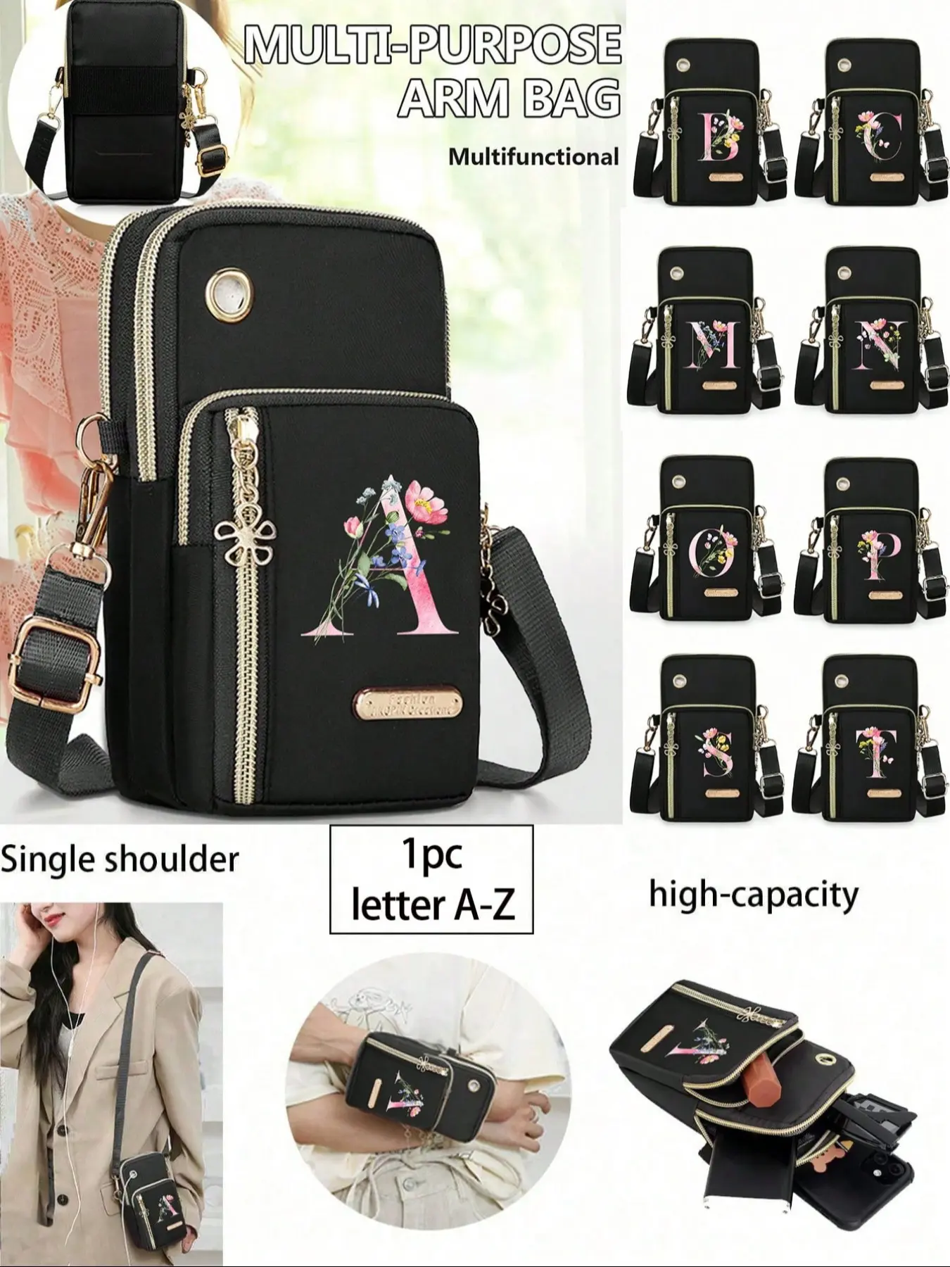 Women's Mini Crossbody Phone Bag, Crossbody Phone Purse, Vertical Wallet, Sport Arm Band, Crossbody Belt Bags, Earphone Hole, Casual Fashion for Work, Office, University, Gifts, Everyday Crossbody Bag