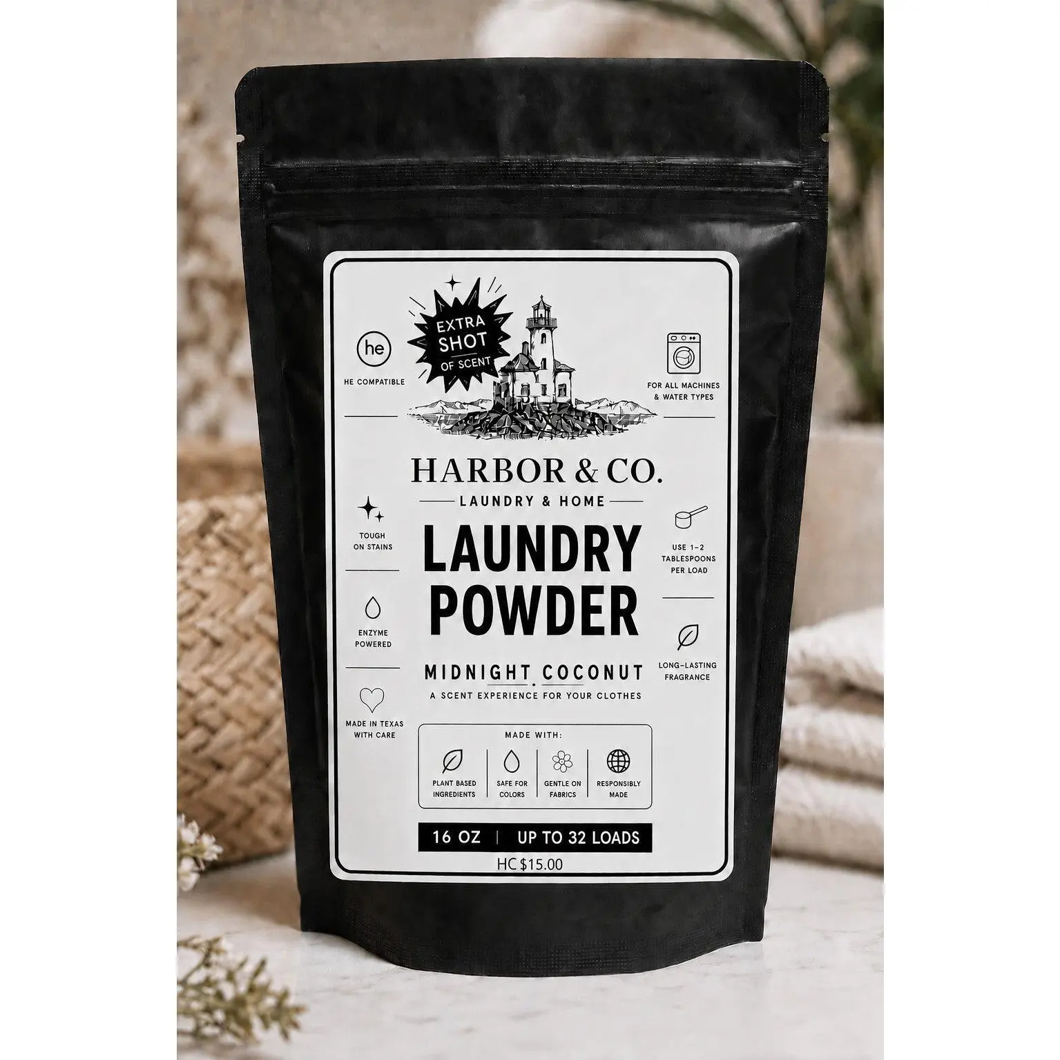 Midnight Coconut Ultra-Scent Extra-Shot Laundry Powder, Effective for Various Washing Loads, Washing Load