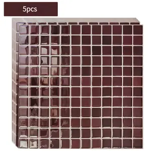 5 Sheets Self-Adhesive Waterproof Wallpaper for Kitchen Bathroom DIY Removable Wall Sticker No Glue Needed Polyurethane Material