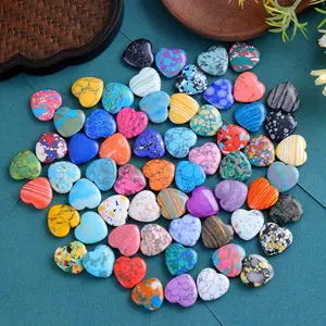 Random Color Heart-Shaped Stones, 12/20PCS Natural Polished Stones, DIY Gemstone Gifts, Suitable for Holiday Decoration, Home Decoration, Office Small Ornaments, Outstanding Texture, Must-Choose for Party Small Gifts