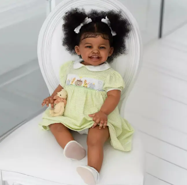 24Inch Toddler Reborn Baby Doll Black Girl Soft Body Realistic-Newborn Handmade Real Life Baby Dolls with Clothes and Toy Gift for Kids Age 3+