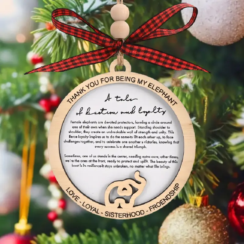 Elephant Ornaments for Sisterhood, Friendship Ornaments for Women Friends with Story Text - Elephant Gifts for Women, Best Friend Christmas Birthday Gifts for Sister, Bestie
