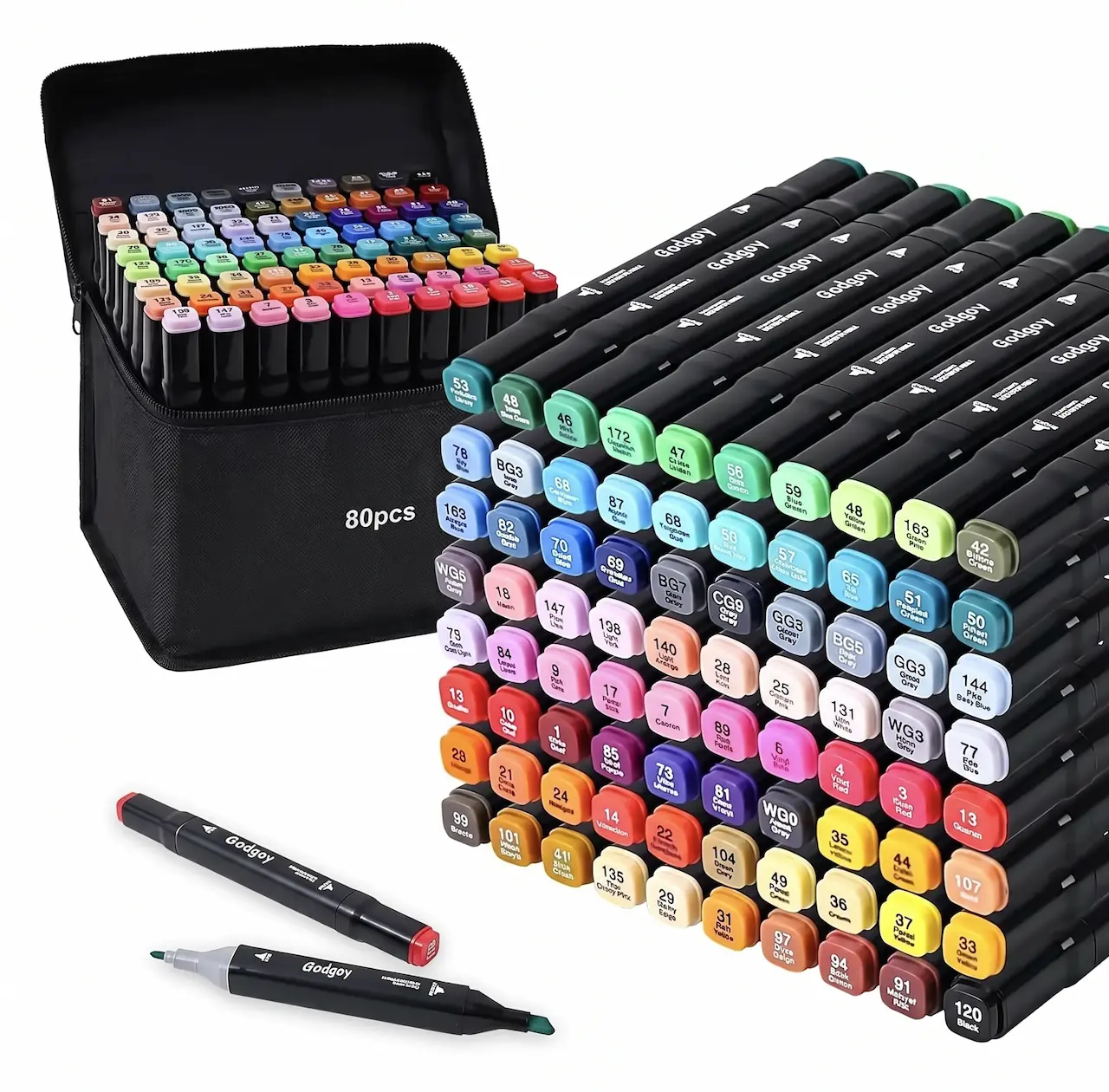 Alcohol Markers 80PCS, Brush Tip, No Bleeding, Smooth Blending, Quick Drying