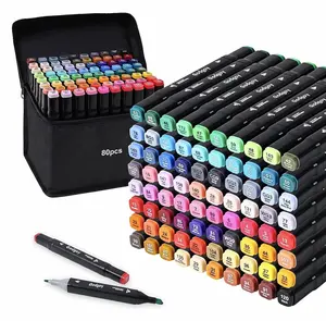 Alcohol Markers 80PCS, Brush Tip, No Bleeding, Smooth Blending, Quick Drying