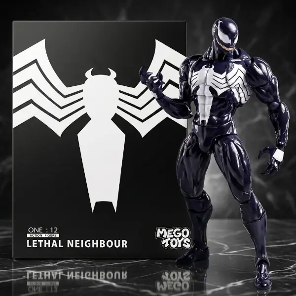 Marvel Venom Eddie Brock 1:12 Action Figure, Highly Articulated Symbiote Collectible with 3 Alternate Heads, 8 Interchangeable Hands, Tendrils & Display Stand