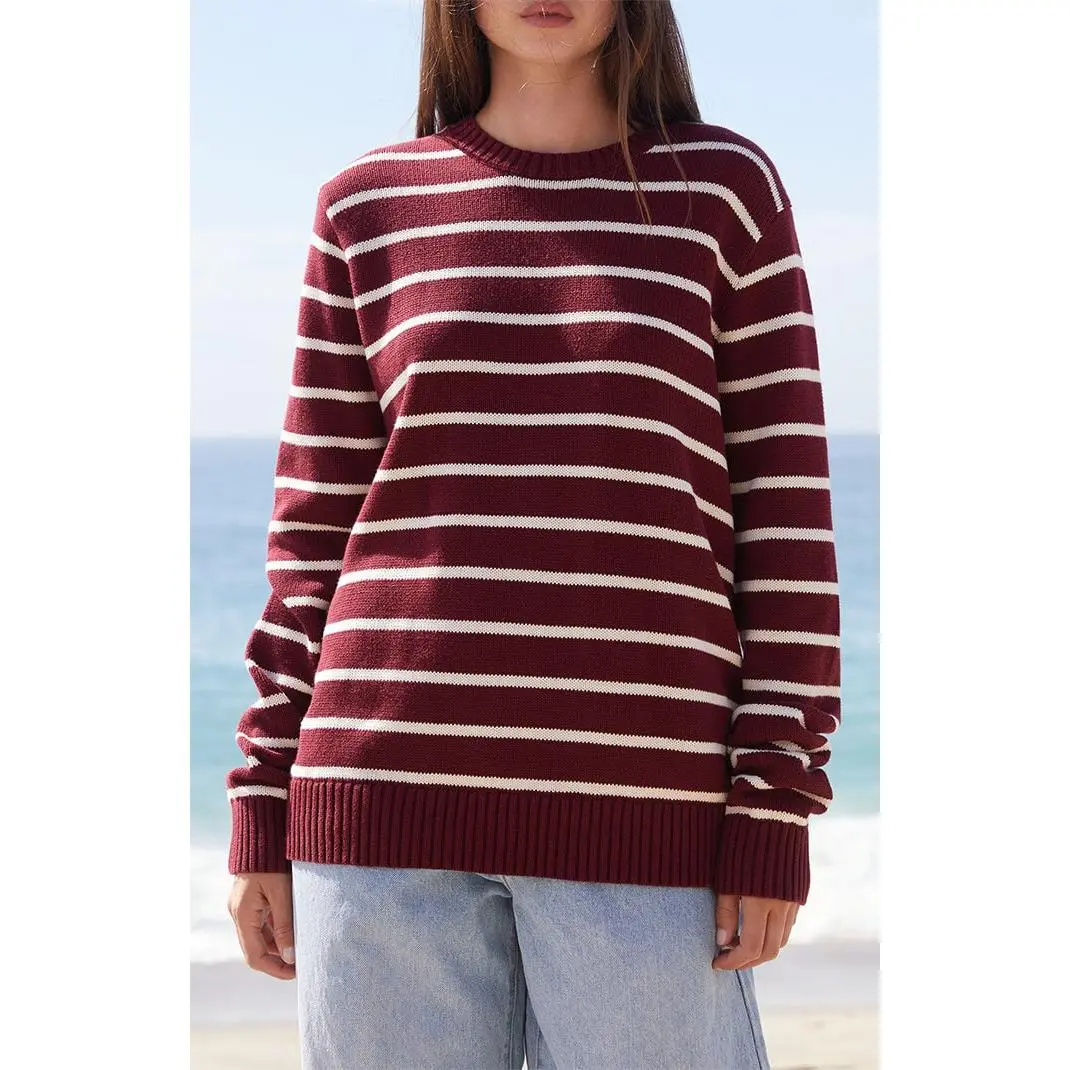 John Galt Women's Martha Burgundy Martha Striped Sweater John Galt Women's Martha Burgundy Martha Striped Sweater