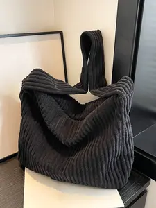 Casual one-shoulder corduroy underarm bag, corduroy textured tote bag, soft and glutinous pleated underarm bag, fashionable and versatile for daily commuting, suitable for students, office workers, etc.