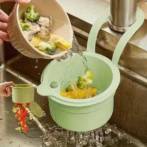 1pc Automatic Cleaning Push-Type Sink Filter Basket, Kitchen Sink Strainer, Multifunctional Hanging, Drainage And Storage, Suitable for Kitchen And Bathroom Use, Detachable