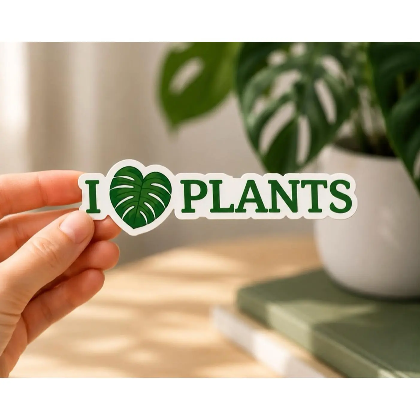 I Love Plants Sticker - Green Leaf Design for Plant Lovers - Perfect for Decor and Gifts - $5