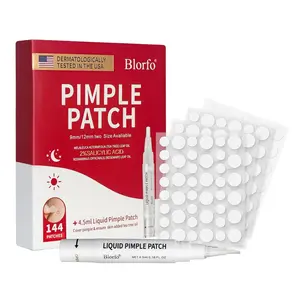 Blorfo Pimple Patches for Face – 144 Hydrocolloid Acne Dots with 4.5ml Liquid Serum, Tea Tree & Salicylic Acid, 9mm & 12mm Sizes, for Day & Night Skincare