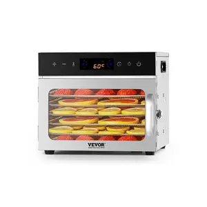 VEVOR Food Dehydrator Machine, 6 Stainless Steel Trays, 400W Electric Food Dryer with Adjustable Temperature 24-Hour Timer, Freeze Dryer for Jerky, Meat, Fruit, Vegetables, Herbs, Dog Treats