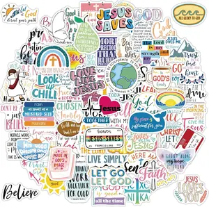 101-Piece Christian Jesus Vinyl Stickers, Waterproof Inspiring Bible Verse Stickers for Water Bottles, Laptops (Kids Targeted)