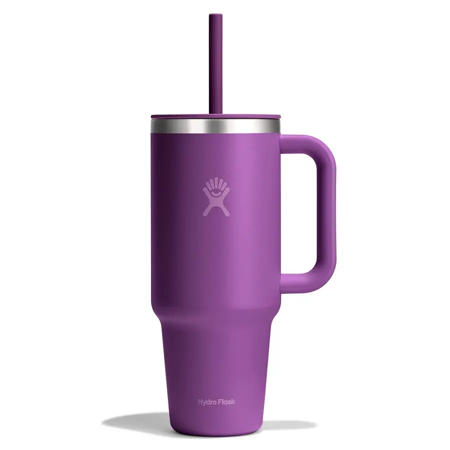 Hydro Flask 40oz Double-Wall Stainless Steel Insulation Water Bottle - Airtight, Non-Plastic, Leakproof, Non-Toxic Portable Travel Tumbler with Handle, Straw, Logo Design, Ideal for Women, Keeps Drinks Cold for Hours, Won't Retain Odor or Flavor