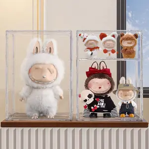 LUBUBU  Extra Large Acrylic Collector's Display Case 23.6"x14.1"x14.1"   Transparent Dust-Showcase for Large Lububu Plush Zimomo Dolls Blind box storage display rack,lububu shows the box and makes dolls by hand.