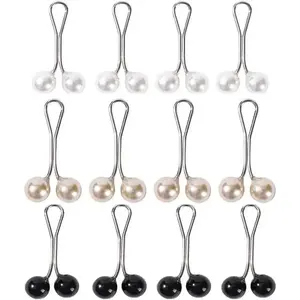 12 count Multicolor Headscarf  Pins Clips U Shape Hijab Scarf Lady Muslim Scarf Shawl Clips Scarf Brooches Pin  Accessories(White and  and Black)（gift）Gift