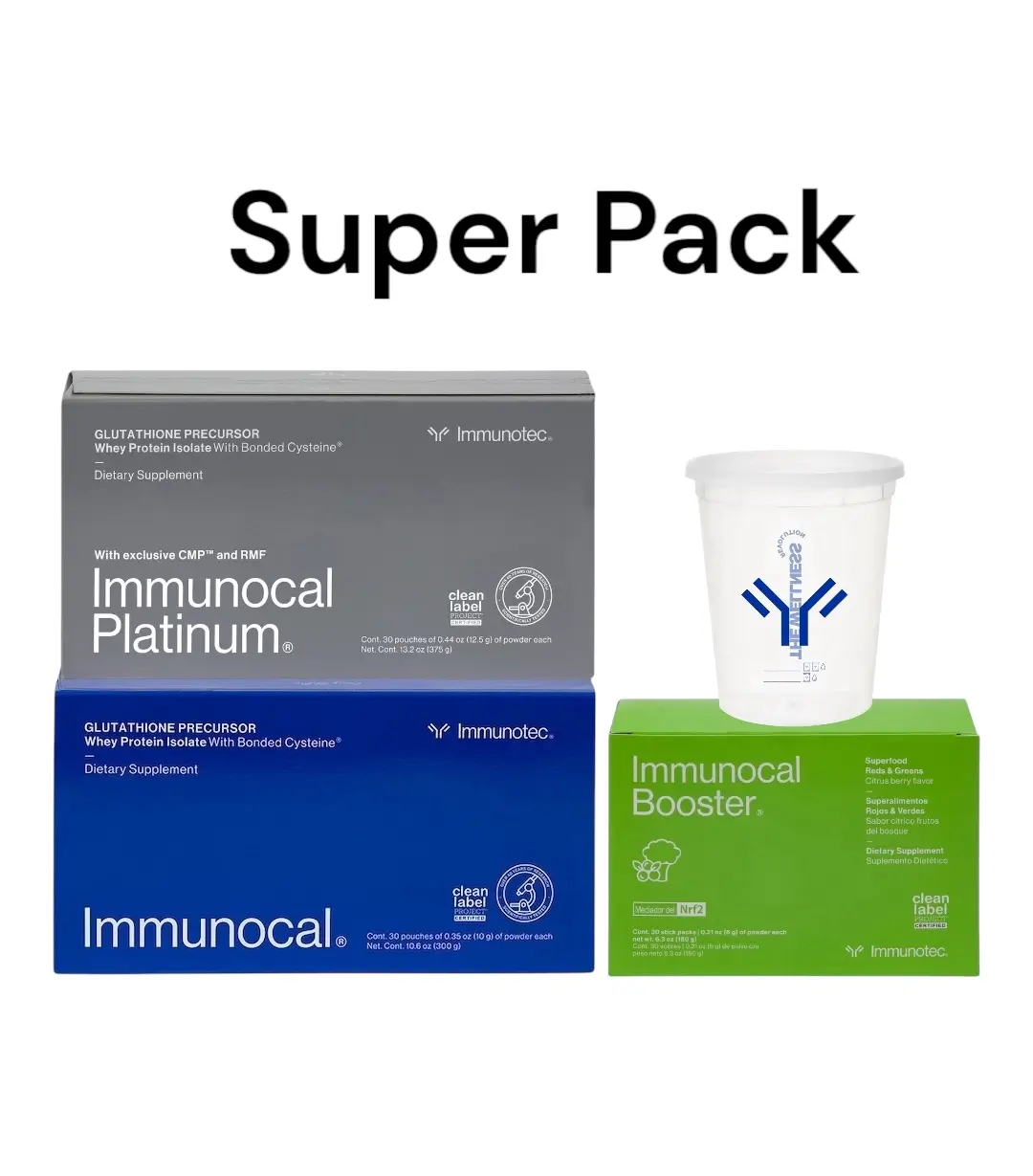 Immuno Pack & Booster Mega Deal- 4in1 Health Bundle with Free Shaker Cup for Immune Support & Antioxidant Defense - Vitamin Supplement for Optimum Health