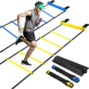 2 Pieces Agility Ladder 20 Feet Adjustable Rungs Speed Training Exercise Ladders with Carry Bag for Kids and Adults Soccer Football Boxing Footwork Sports Speed Agility Training